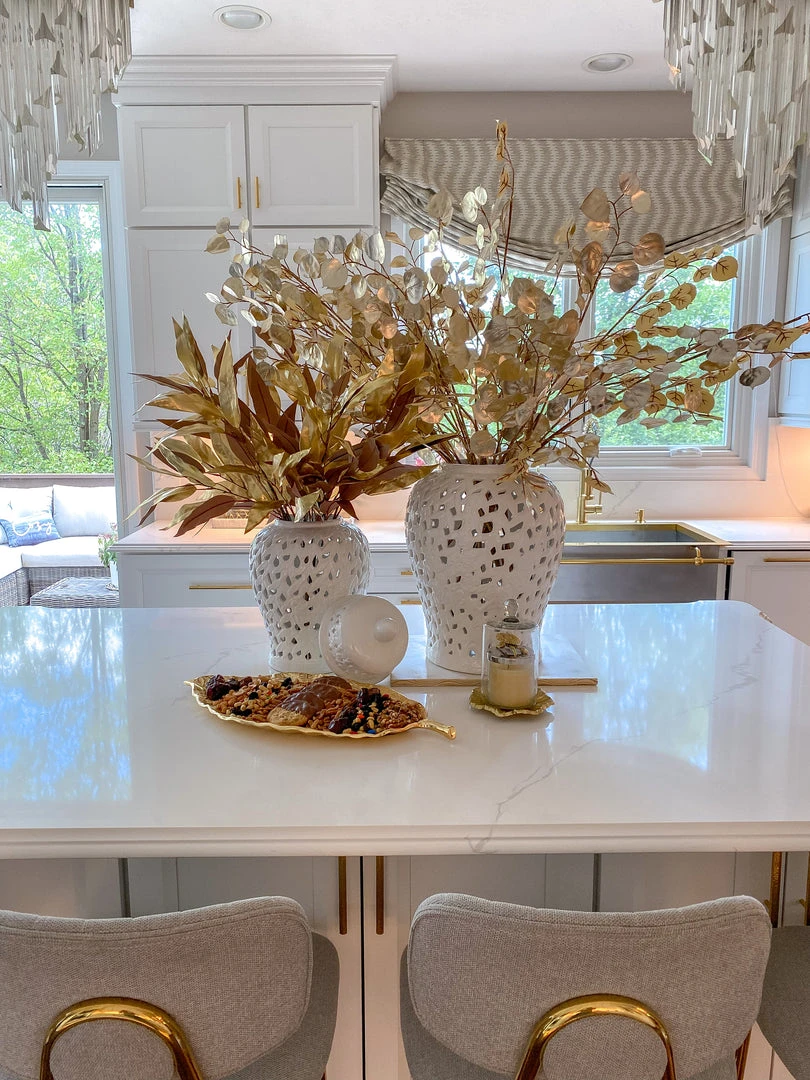 Inspire Me! Home Decor White Leaf Pattern Ginger Jar (2 Sizes) 5 Inspire Me! Home Decor White Leaf Pattern Ginger Jar (2 Sizes)