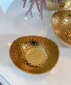 Inspire Me! Home Decor Gold Oval Hammered Porcelain Bowl 15 Inspire Me! Home Decor Gold Oval Hammered Porcelain Bowl