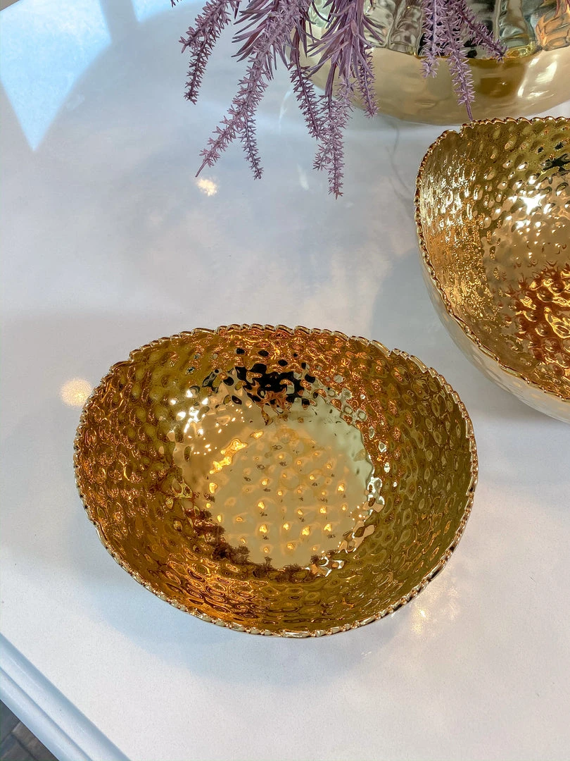 Inspire Me! Home Decor Gold Oval Hammered Porcelain Bowl 5 Inspire Me! Home Decor Gold Oval Hammered Porcelain Bowl