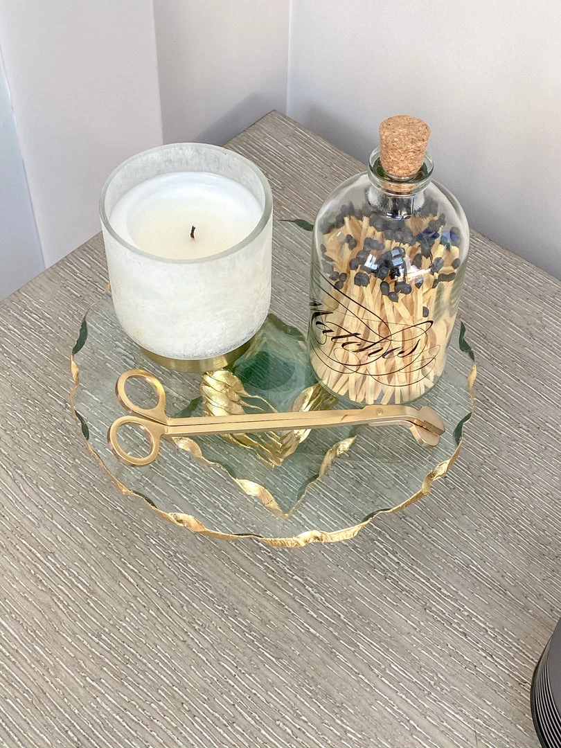 Inspire Me! Home Decor Stacked Glass Cake Stand With Textured Gold Rim (2 Sizes ) 17 Inspire Me! Home Decor Stacked Glass Cake Stand With Textured Gold Rim (2 Sizes )