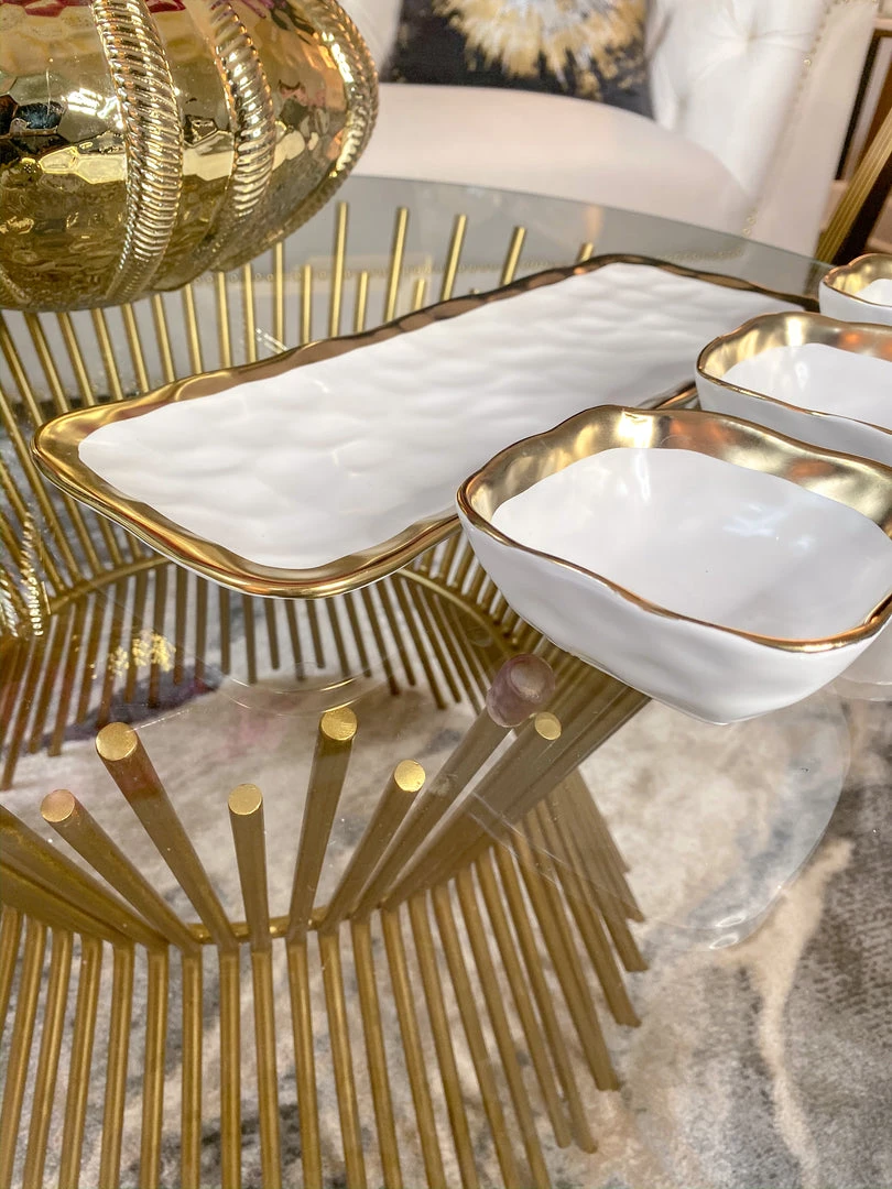 Inspire Me! Home Decor 3 Square Snack Bowls W/Tray Set Gold 7 Inspire Me! Home Decor 3 Square Snack Bowls W/Tray Set Gold