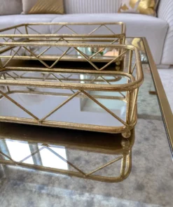 Inspire Me! Home Decor Set Of 2 Gold Mirrored Trays 11 Inspire Me! Home Decor Set Of 2 Gold Mirrored Trays