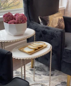 Inspire Me! Home Decor White Geometric Bowl With Gold Metallic Center