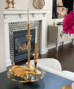 Inspire Me! Home Decor Stacked Glass Cake Stand With Textured Gold Rim (2 Sizes ) 31 Inspire Me! Home Decor Stacked Glass Cake Stand With Textured Gold Rim (2 Sizes )