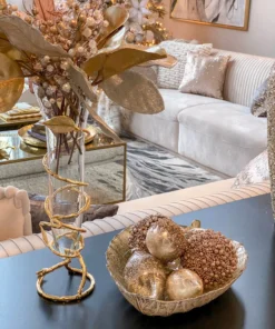 Inspire Me! Home Decor Glass And Metal Spiral Leaf Vase - Gold