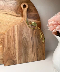 Inspire Me! Home Decor Flat Edge Wood Charcuterie Board With Leaf Design