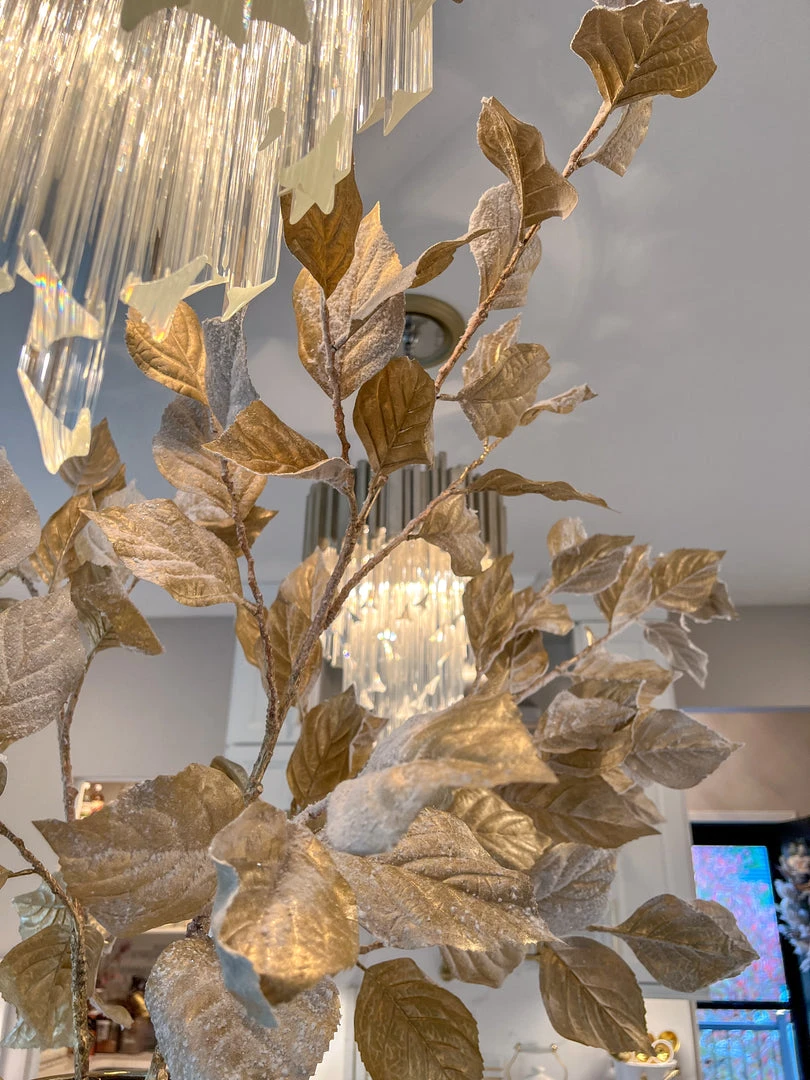 Inspire Me! Home Decor Extra Tall Gold Leaf Stem With Faux Snow 4 Inspire Me! Home Decor Extra Tall Gold Leaf Stem With Faux Snow