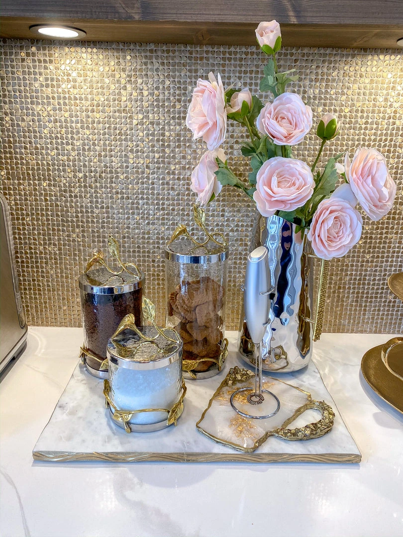 Inspire Me! Home Decor Gold Edged Marble Tray 4 Inspire Me! Home Decor Gold Edged Marble Tray