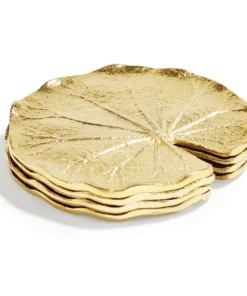 Inspire Me! Home Decor Golden Lily Leaf Coasters, Set Of 4