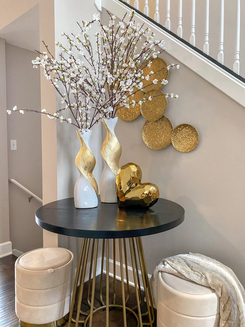 Inspire Me! Home Decor Gold And White Twisted Vase (2 Sizes) 8 Inspire Me! Home Decor Gold And White Twisted Vase (2 Sizes)