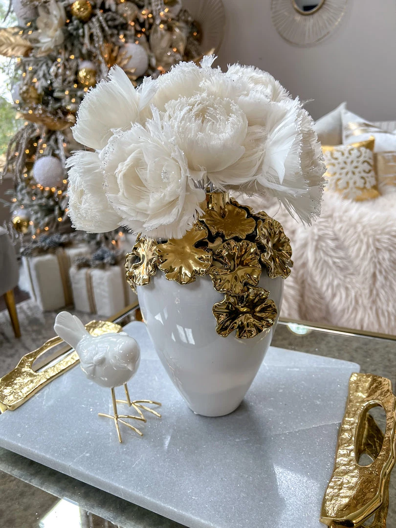 Inspire Me! Home Decor Gold Cascading Floral And White Vase 3 Inspire Me! Home Decor Gold Cascading Floral And White Vase