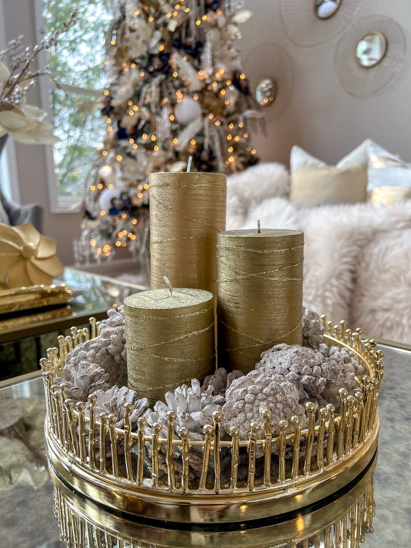 Inspire Me! Home Decor Golden Swirl Candle (3 Sizes) 3 Inspire Me! Home Decor Golden Swirl Candle (3 Sizes)