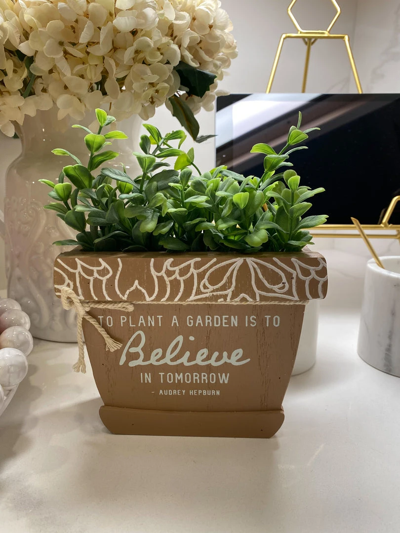 Inspire Me! Home Decor Faux Foliage Potted Inspirational Sign (3 Styles) 5 Inspire Me! Home Decor Faux Foliage Potted Inspirational Sign (3 Styles)