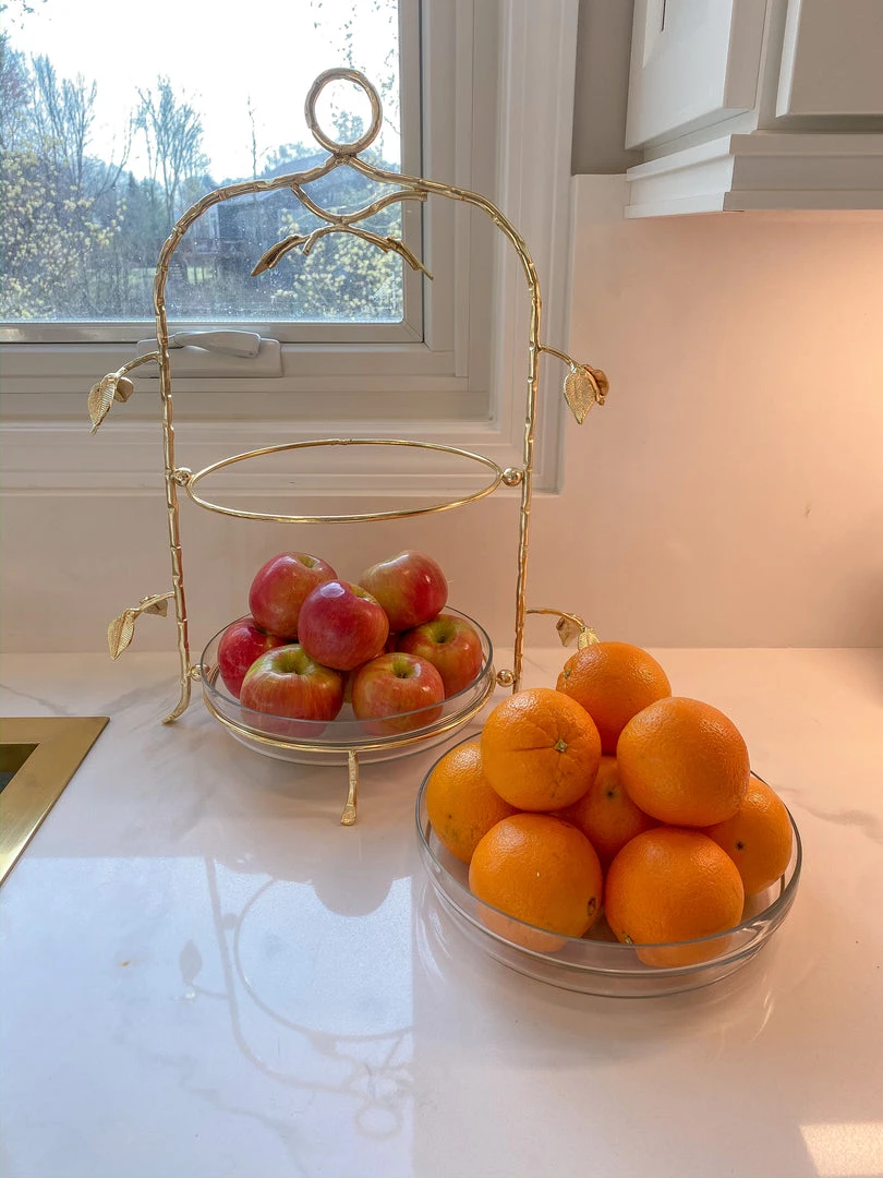 Inspire Me! Home Decor Two-Tiered Gold Leaf Serving Display 8 Inspire Me! Home Decor Two-Tiered Gold Leaf Serving Display