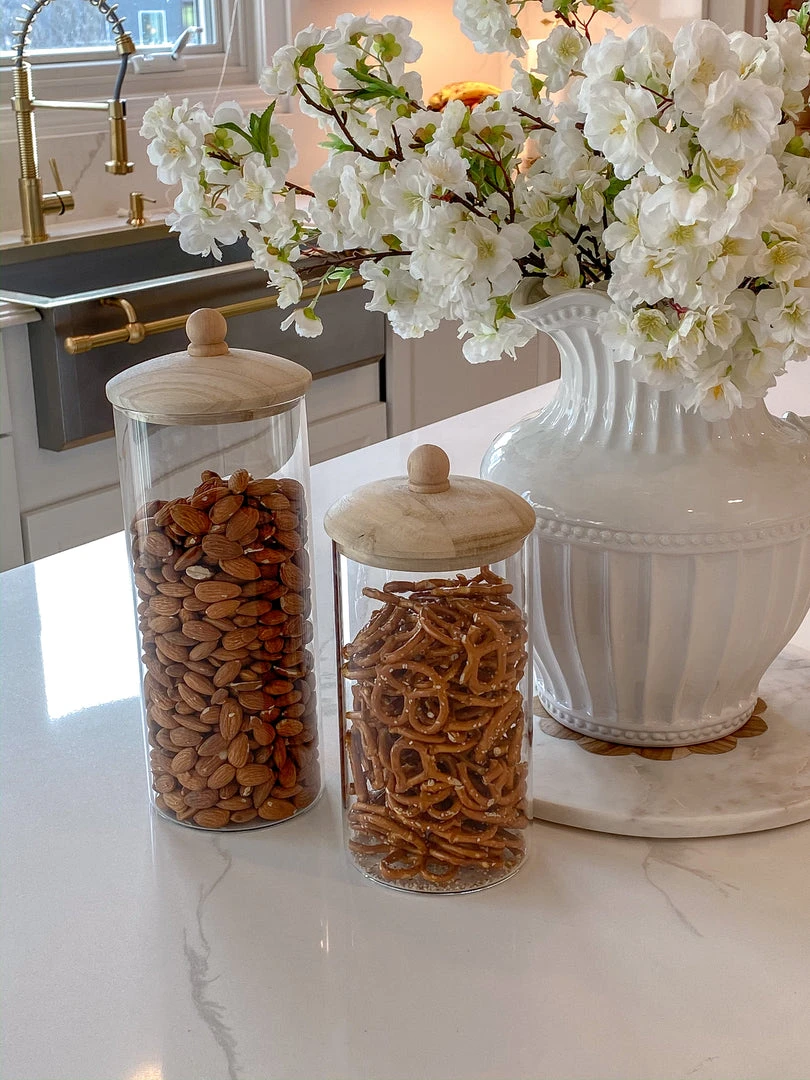 Inspire Me! Home Decor Glass Jars With Wooden Lids (2 Sizes) KITCHEN 3 Inspire Me! Home Decor Glass Jars With Wooden Lids (2 Sizes) KITCHEN