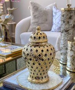 Inspire Me! Home Decor Extra Mini/Miniature Gold Ginger Jar 8 Inspire Me! Home Decor Extra Mini/Miniature Gold Ginger Jar