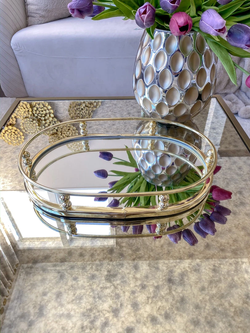 Inspire Me! Home Decor Gold Oval Mirror Tray 4 Inspire Me! Home Decor Gold Oval Mirror Tray