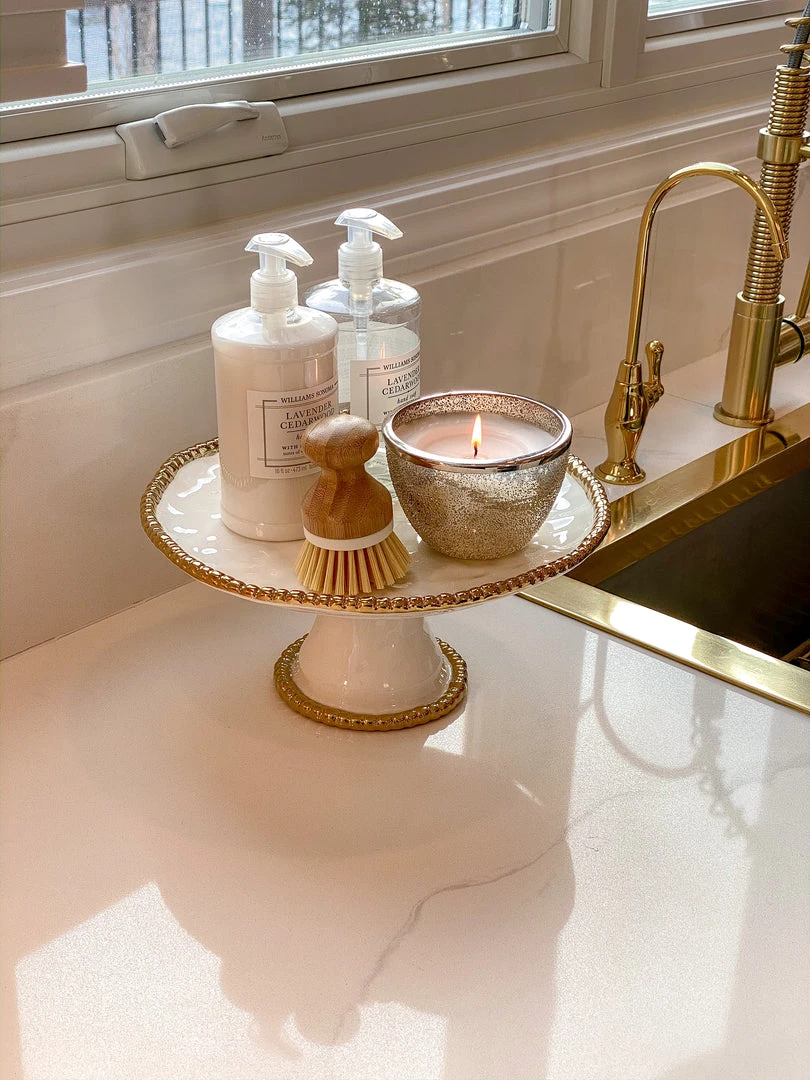 Inspire Me! Home Decor Gold And White Beaded Cake Stand 5 Inspire Me! Home Decor Gold And White Beaded Cake Stand