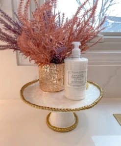 Inspire Me! Home Decor Gold And White Beaded Cake Stand