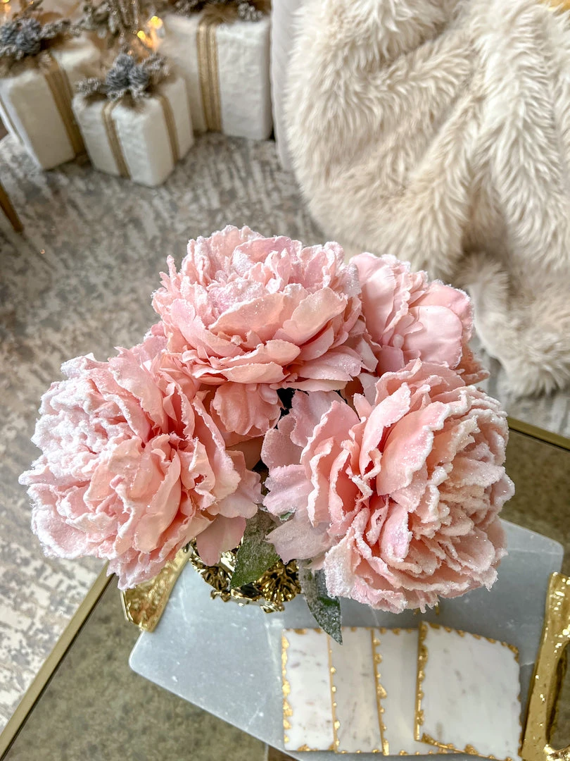 Inspire Me! Home Decor 28" Snow Sprinkled Peony Stem Pink 6 Inspire Me! Home Decor 28" Snow Sprinkled Peony Stem Pink