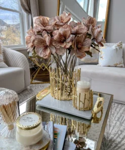 Inspire Me! Home Decor Glass Hurricane/Faux Floral Vase With Gold Twig Design (3 Sizes) 18 Inspire Me! Home Decor Glass Hurricane/Faux Floral Vase With Gold Twig Design (3 Sizes)