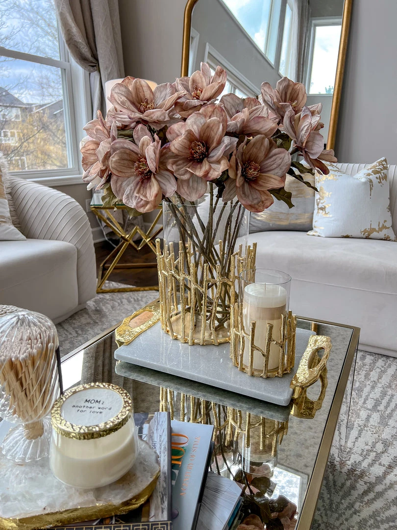 Inspire Me! Home Decor Glass Hurricane/Faux Floral Vase With Gold Twig Design (3 Sizes) 7 Inspire Me! Home Decor Glass Hurricane/Faux Floral Vase With Gold Twig Design (3 Sizes)