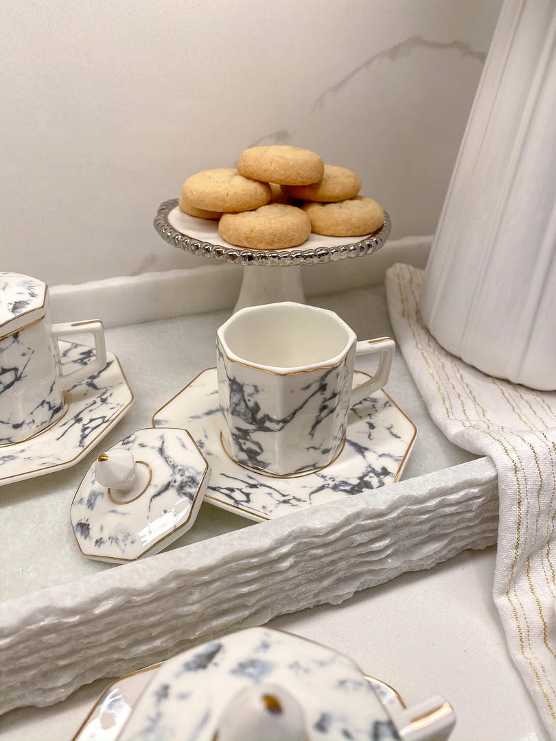 Inspire Me! Home Decor Gold Marbled Hexagon Espresso Tea Set Of 6 5 Inspire Me! Home Decor Gold Marbled Hexagon Espresso Tea Set Of 6