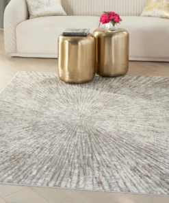 Nourison Metallic Abstract Area Rug Style 1 - Grey/Mocha (4 Sizes)